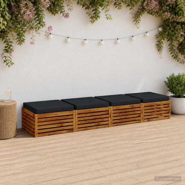 ARDEBO.de - 4-teilige Sitzkissen SOEST 4 stk. 100 % Polyester Dunkelblau
