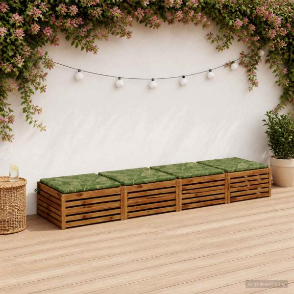 ARDEBO.de - Sitzkissen SOEST 4 stk. 100 % Polyester Blattdesign