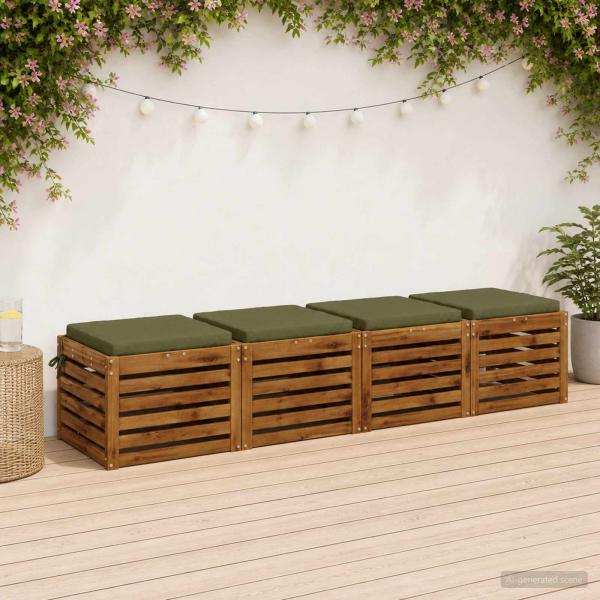 ARDEBO.de - 4-teilige Sitzkissen SOEST 4 stk. 100 % Polyester Olivgrün