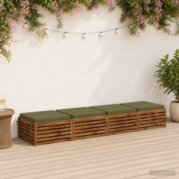 ARDEBO.de - Sitzkissen SOEST 4 stk. 100 % Polyester Olivgrün 80 x 80 x 7 cm