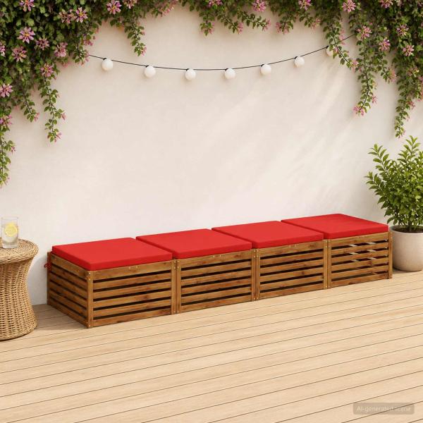 ARDEBO.de - 4-teilige Sitzkissen SOEST 4 stk. 100 % Polyester Rot