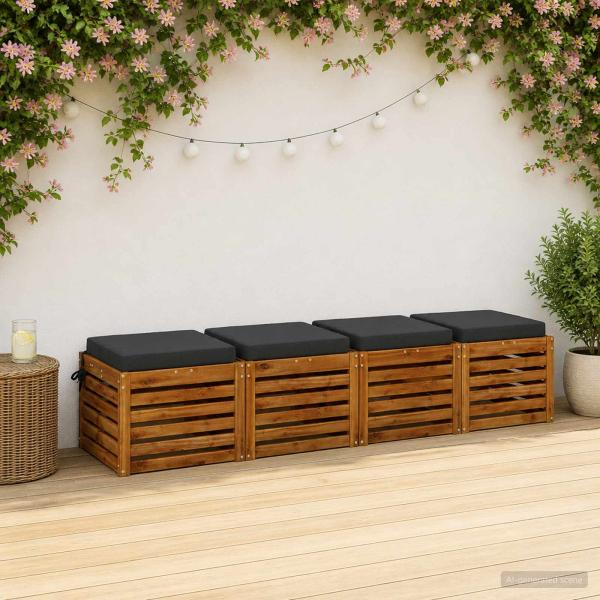 ARDEBO.de - 4-teilige Sitzkissen SOEST 4 stk. 100 % Polyester Anthrazit
