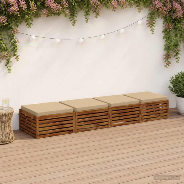 ARDEBO.de - 4-teilige Sitzkissen SOEST 4 stk. 100 % Polyester Beige