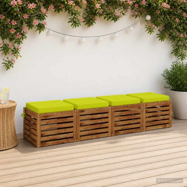 ARDEBO.de - Sitzkissen SOEST 4 stk. 100 % Polyester Hellgrün 40 x 40 x 7 cm