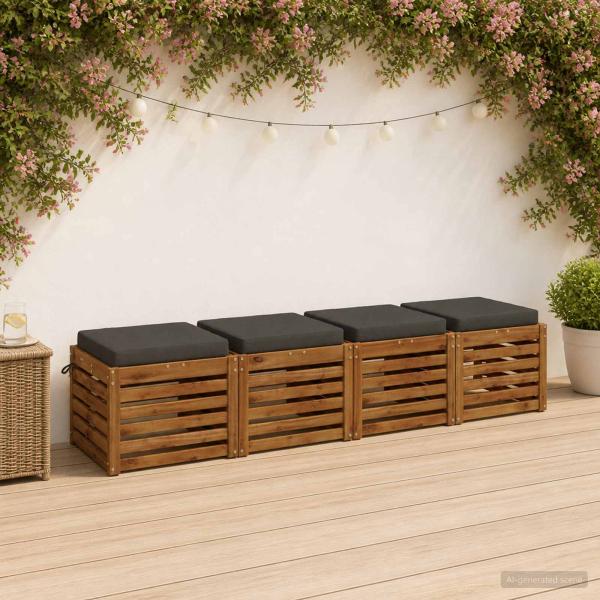 ARDEBO.de - 4-teilige Sitzkissen SOEST 4 stk. 100 % Polyester Anthrazit