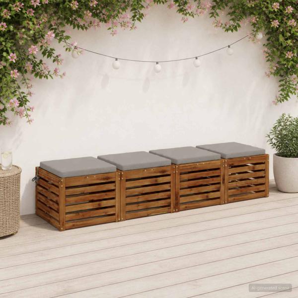 ARDEBO.de - 4-teilige Sitzkissen SOEST 4 stk. 100 % Polyester Grau