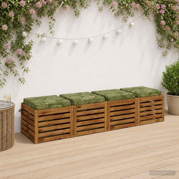 ARDEBO.de - Sitzkissen SOEST 4 stk. 100 % Polyester Blattdesign