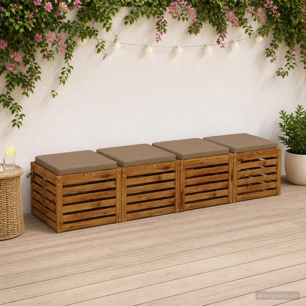 ARDEBO.de - 4-teilige Sitzkissen SOEST 4 stk. 100 % Polyester Taupe