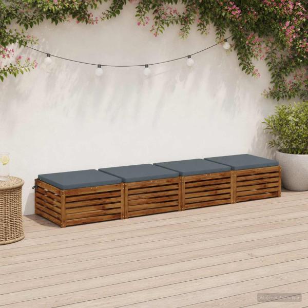 ARDEBO.de - 4-teilige Sitzkissen SOEST 4 stk. 100 % Polyester Blau