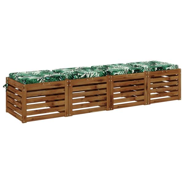 4-teilige Sitzkissen SOEST 4 stk. 100 % Polyester Blattmuster