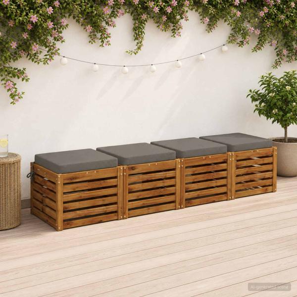 ARDEBO.de - 4-teilige Sitzkissen SOEST 4 stk. 100 % Polyester Grau