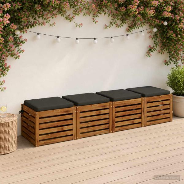ARDEBO.de - 4-teilige Sitzkissen SOEST 4 stk. 100 % Polyester Anthrazit