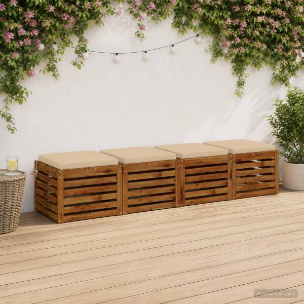 ARDEBO.de - 4-teilige Sitzkissen SOEST 4 stk. 100 % Polyester Creme