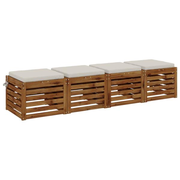 4-teilige Sitzkissen SOEST 4 stk. 100 % Polyester Weiß