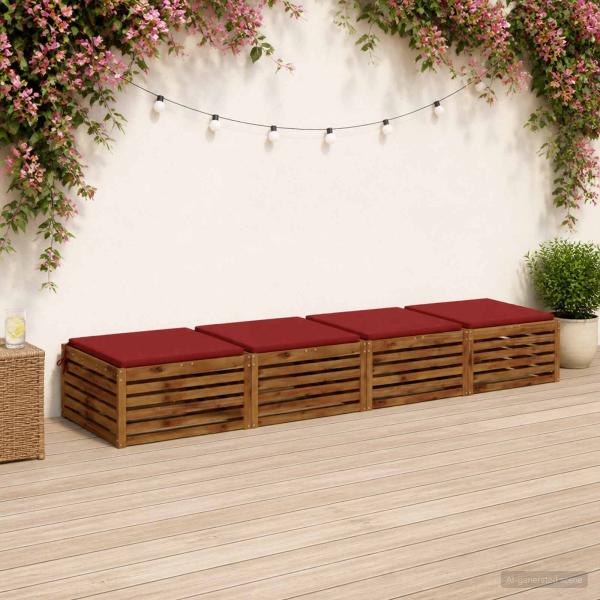 ARDEBO.de - Sitzkissen SOEST 4 stk. 100 % Polyester Weinrot 80 x 80 x 3 cm
