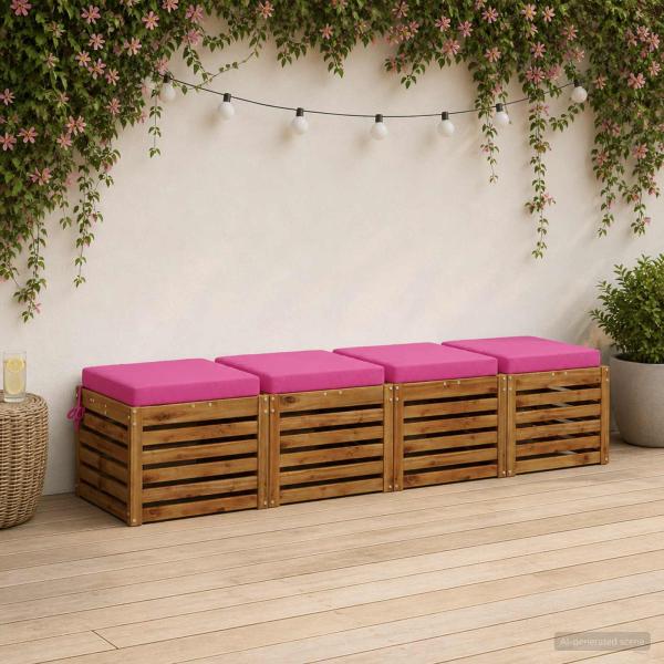 ARDEBO.de - Sitzkissen SOEST 4 stk. 100 % Polyester Rosa 50 x 50 x 7 cm