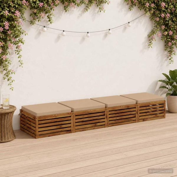 ARDEBO.de - 4-teilige Sitzkissen SOEST 4 stk. 100 % Polyester Sand