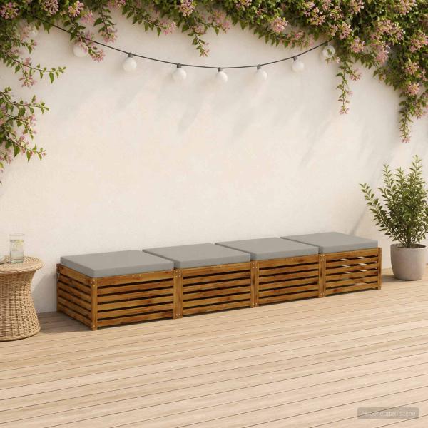 ARDEBO.de - 4-teilige Sitzkissen SOEST 4 stk. 100 % Polyester Grau