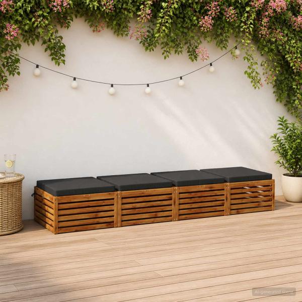 ARDEBO.de - 4-teilige Sitzkissen SOEST 4 stk. 100 % Polyester Anthrazit