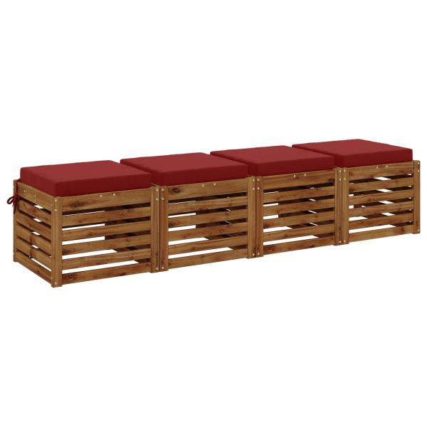 Sitzkissen SOEST 4 stk. 100 % Polyester Weinrot 40 x 40 x 7 cm