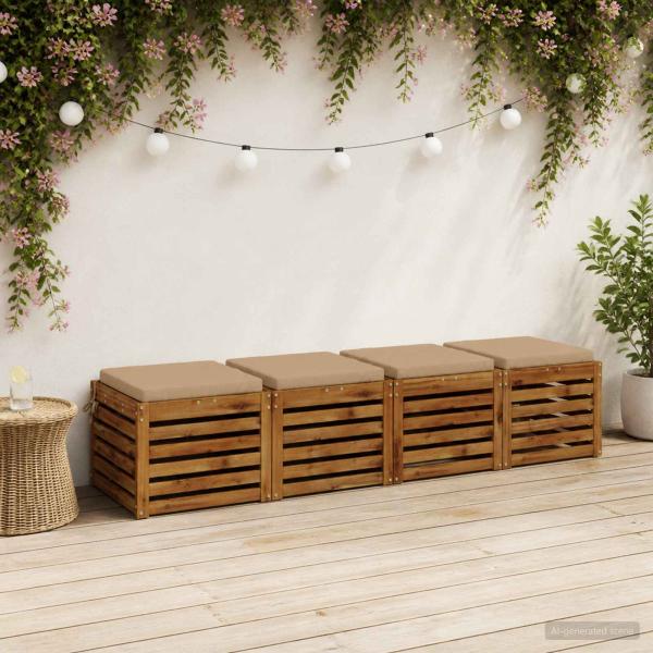 ARDEBO.de - Sitzkissen SOEST 4 stk. 100 % Polyester Sand 45 x 45 x 5 cm