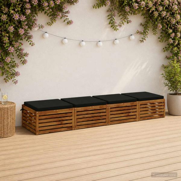 ARDEBO.de - 4-teilige Sitzkissen SOEST 4 stk. 100 % Polyester Schwarz