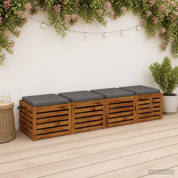 ARDEBO.de - 4-teilige Sitzkissen SOEST 4 stk. 100 % Polyester Grau
