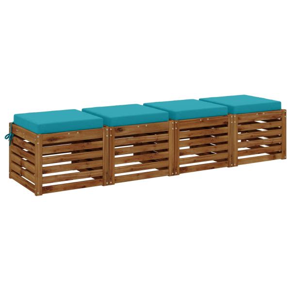 4-teilige Sitzkissen SOEST 4 stk. 100 % Polyester Türkis