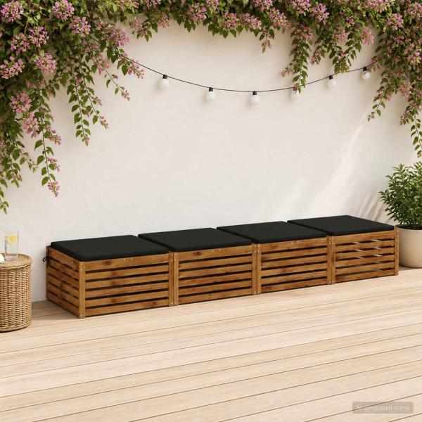 ARDEBO.de - 4-teilige Sitzkissen SOEST 4 stk. 100 % Polyester Schwarz