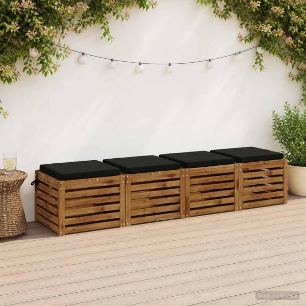 ARDEBO.de - 4-teilige Sitzkissen SOEST 4 stk. 100 % Polyester Schwarz