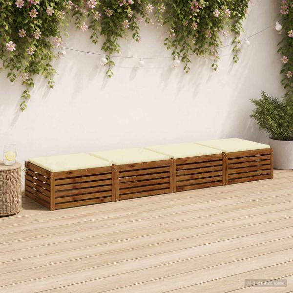 ARDEBO.de - 4-teilige Sitzkissen SOEST 4 stk. 100 % Polyester Creme