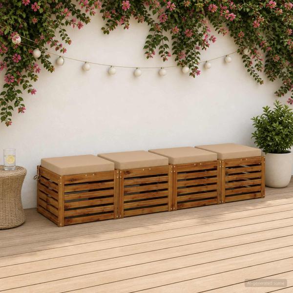 ARDEBO.de - 4-teilige Sitzkissen SOEST 4 stk. 100 % Polyester Sand