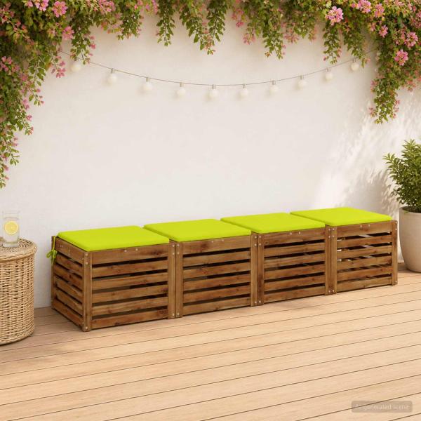 ARDEBO.de - Sitzkissen SOEST 4 stk. 100 % Polyester Hellgrün 45 x 45 x 3 cm