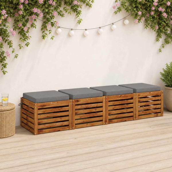 ARDEBO.de - Sitzkissen SOEST 4 stk. 100 % Polyester Grau 40 x 40 x 7 cm