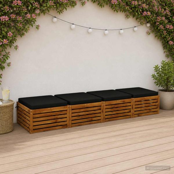 ARDEBO.de - Sitzkissen SOEST 4 stk. 100 % Polyester Schwarz 80 x 80 x 7 cm