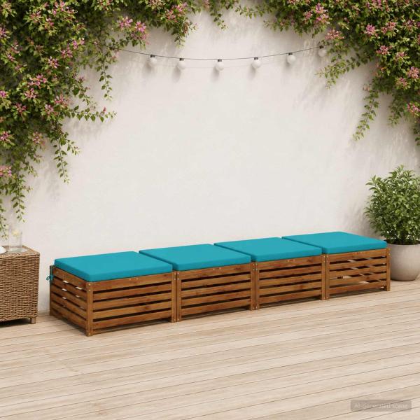 ARDEBO.de - 4-teilige Sitzkissen SOEST 4 stk. 100 % Polyester Türkis