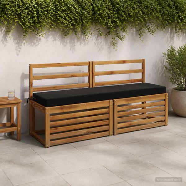 ARDEBO.de - Bankkissen SOEST 100 % Polyester Schwarz 150 x 40 x 8 cm