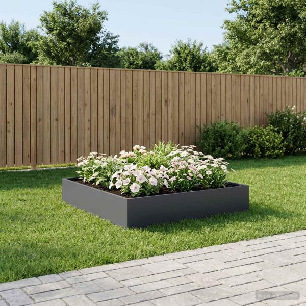 ARDEBO.de - Garten-Pflanzgefäß Anthrazit 100 x 100 x 20 cm