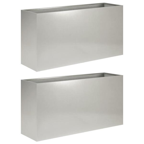 Garten-Pflanzgefäß 2 stk. Silber 100 x 30 x 50 cm Edelstahl