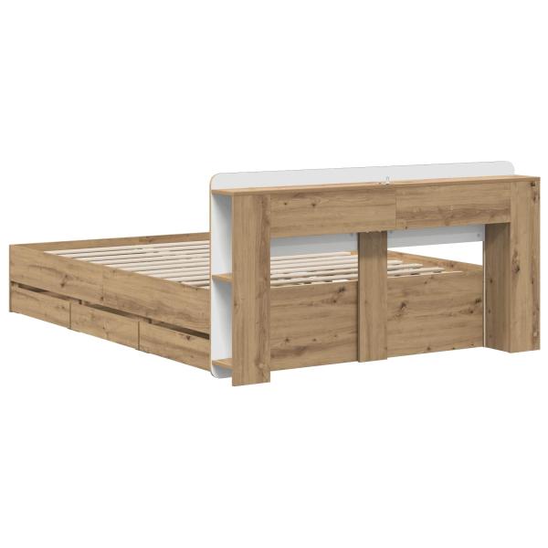 Bettgestell mit Stauraum und Kopfteil Artisan-Eiche