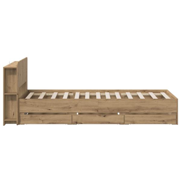 Bettgestell mit Stauraum und Kopfteil Artisan-Eiche 90 x 200 cm