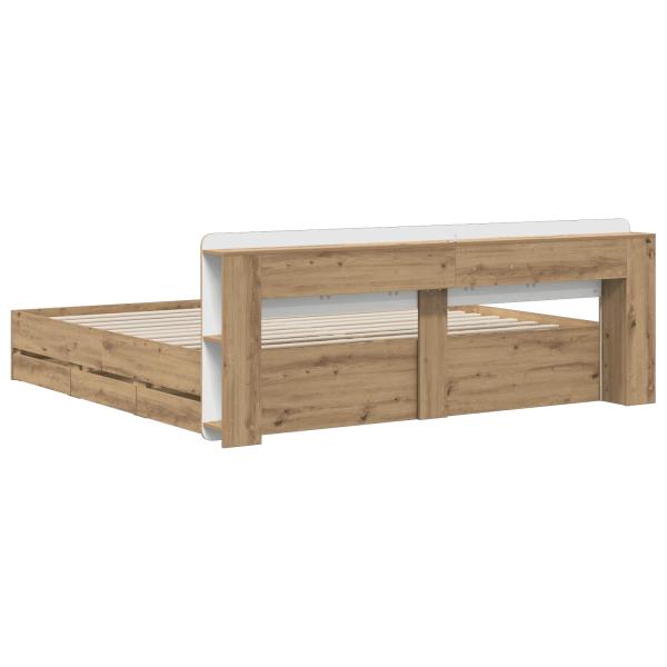 Bettgestell mit Stauraum und Kopfteil Artisan-Eiche