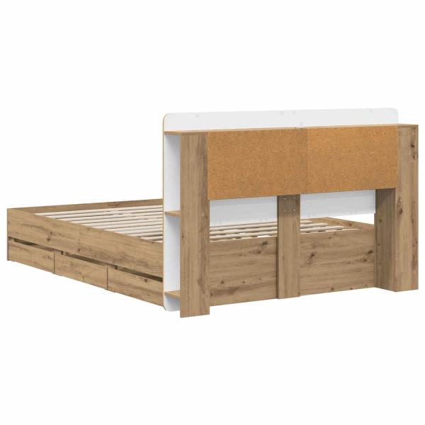 Bettgestell mit Stauraum und Kopfteil Artisan-Eiche