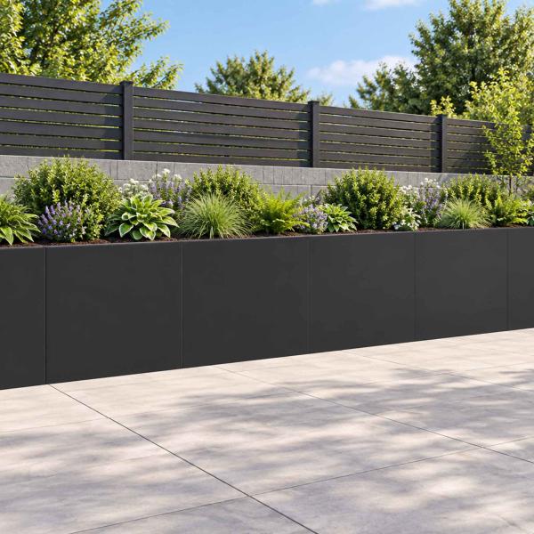 ARDEBO.de - Stützmauer 4 stk. 40 x 12 x 30 cm Stahl Schwarz