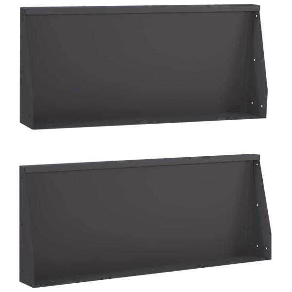 Stützmauer 2 stk. 100 x 12 x 50 cm Stahl Schwarz