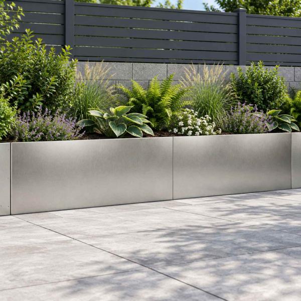 ARDEBO.de - Stützmauer 2 stk. 100 x 12 x 30 cm Edelstahl Silber