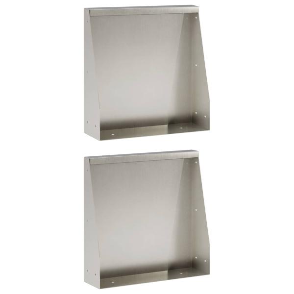 Stützmauer 2 stk. 40 x 12 x 30 cm Edelstahl Silber