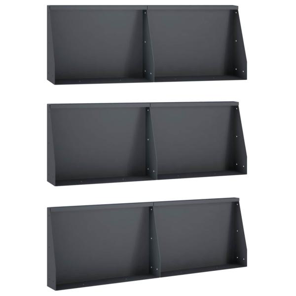 Stützmauer 6 stk. 60 x 12 x 30 cm Stahl Anthrazit