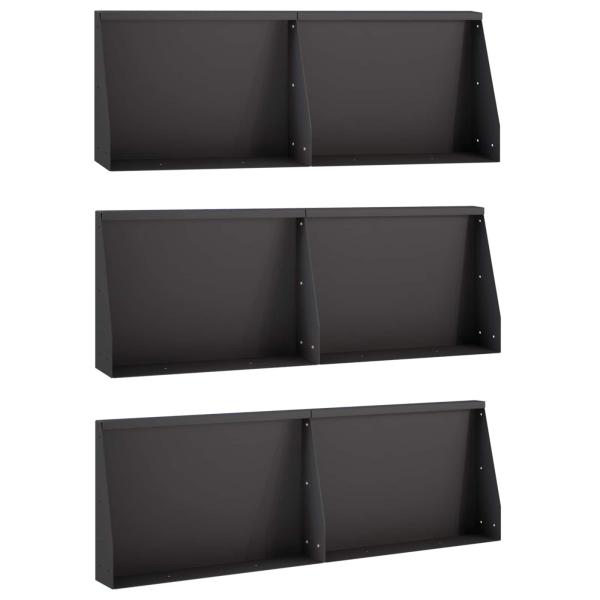 Stützmauer 6 stk. 60 x 12 x 50 cm Stahl Schwarz