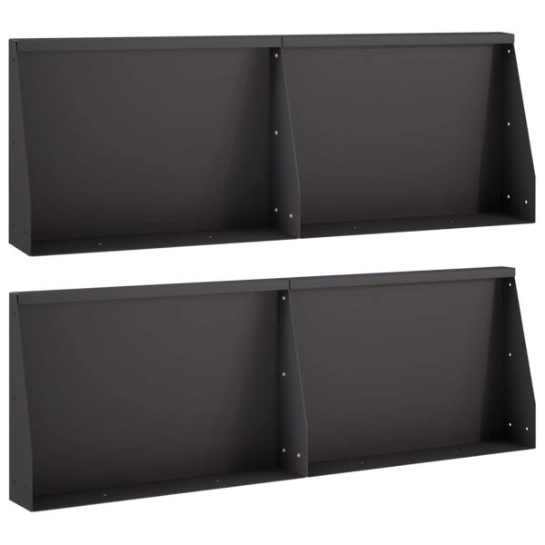 Stützmauer 4 stk. 60 x 12 x 50 cm Stahl Schwarz